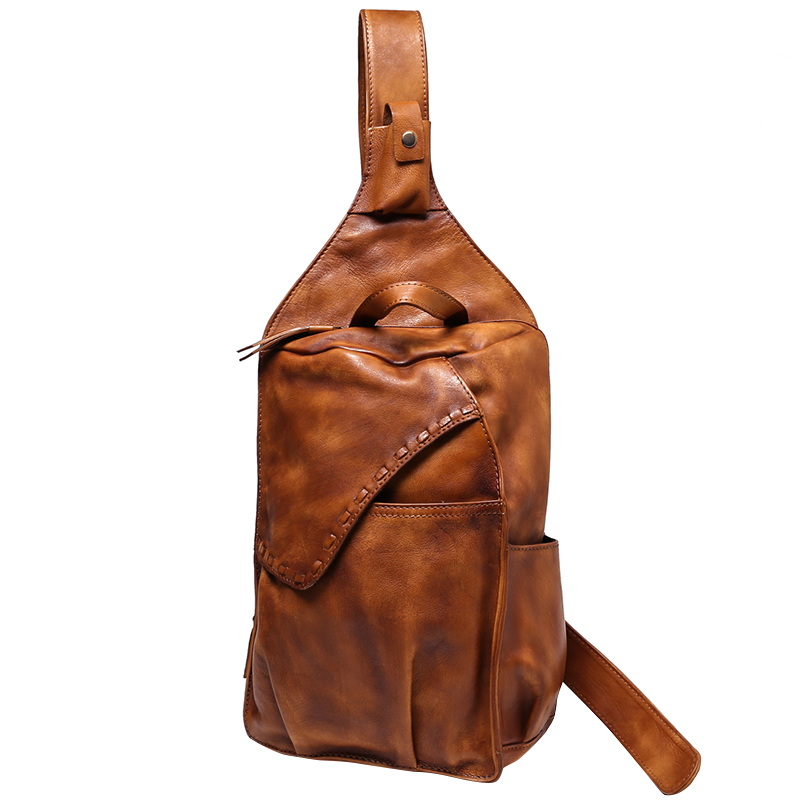 Mbluxy Genuine Leather men's chest bag
