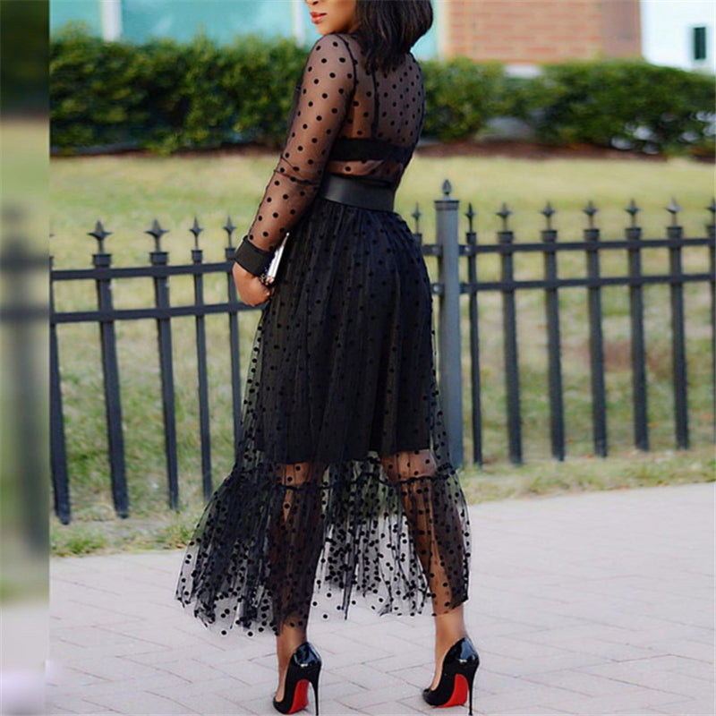 Mbluxy Women Black Mesh Two Pieces Set