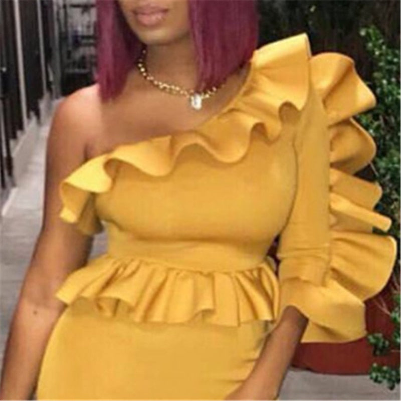 Mbluxy Women Blouse Tops Shirts One Shoulder |