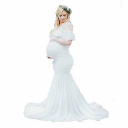 MBluxy Maternity Sling Sexy Off Shoulder Trailing Dresses