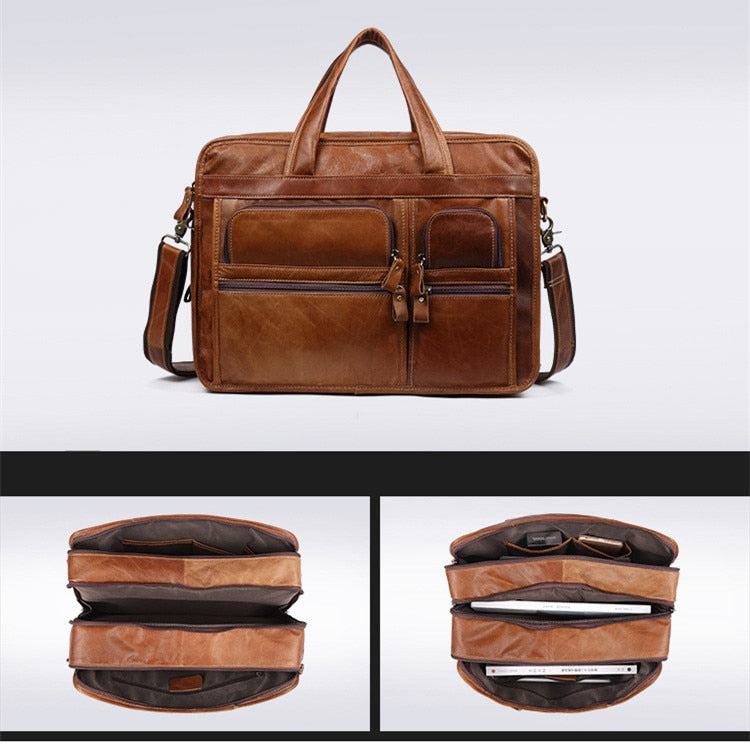 Mbluxy  New Genuine Leather Men's Briefcases