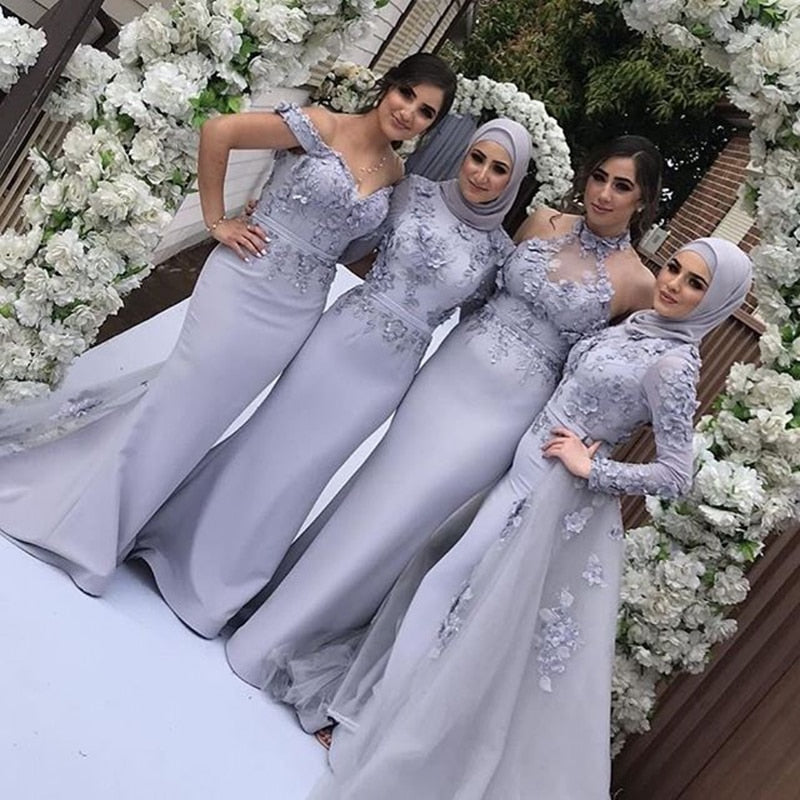 MBluxy Long Sleeve Muslim Bridesmaid Dresses