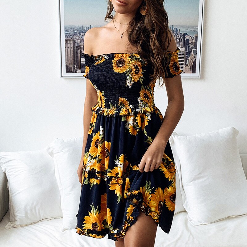MBluxy Sexy Backless Strapless Summer Dress Women Casual