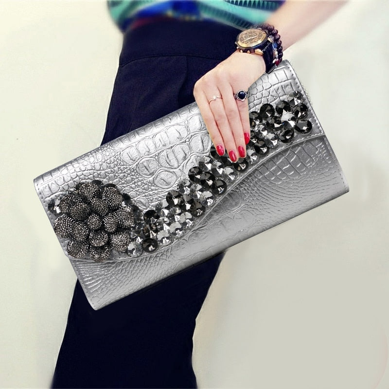 Mbluxy Diamond hand clutch new leather women clutch bag
