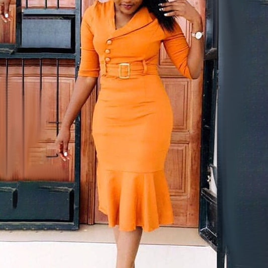 Mbluxy  Elegant Office Ladies Dresses