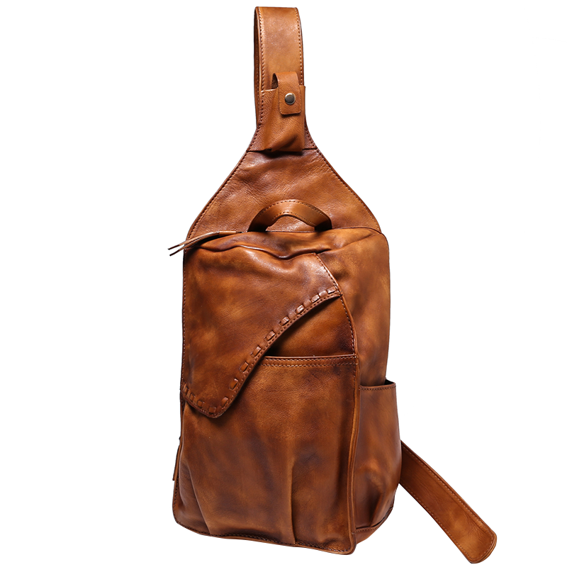 Mbluxy  Genuine Leather men's chest bag