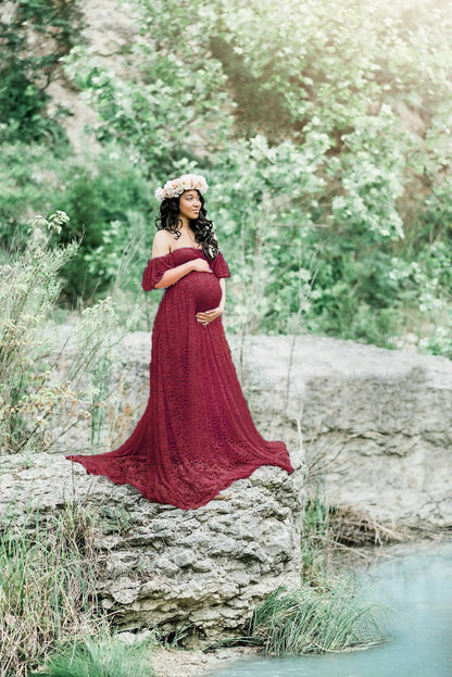 MBluxy maternity lace dress gowns