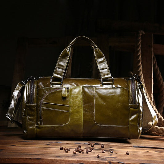 Mbluxy The new oil wax leather Men handbags