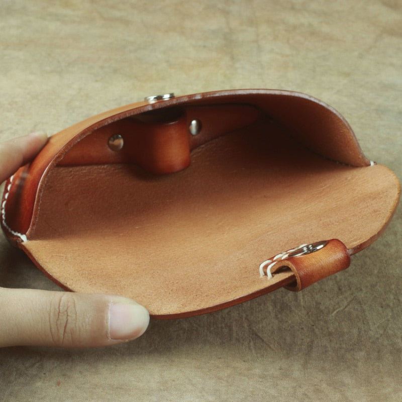 Mbluxy Vintage Handmade Eyeglasses Box Hard Genuine Leather Luxury