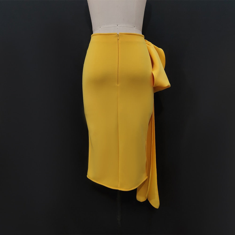 Mbluxy Women Yellow Skirts High Waist