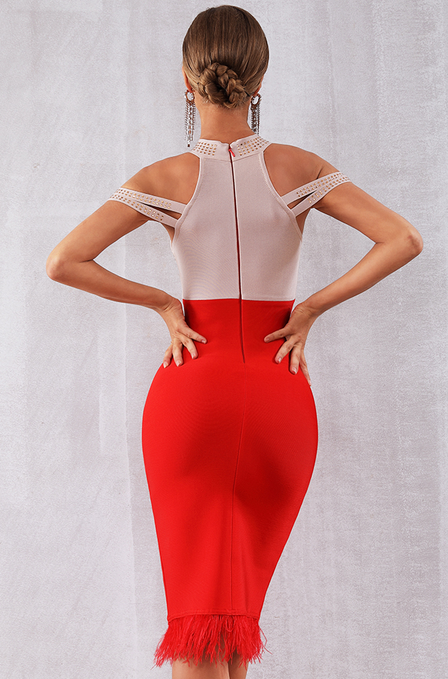 MBluxy New Bandage Dress Women Elegant Red Off Shoulder