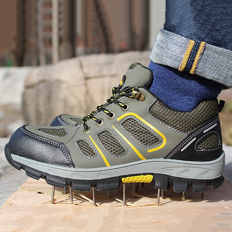 Mbluxy men safety shoes leather cap toe steel