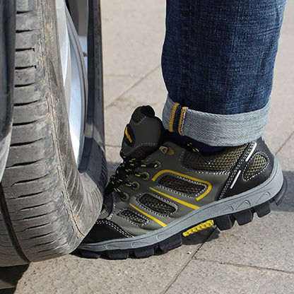 Mbluxy men safety shoes leather cap toe steel