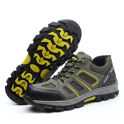 Mbluxy men safety shoes leather cap toe steel