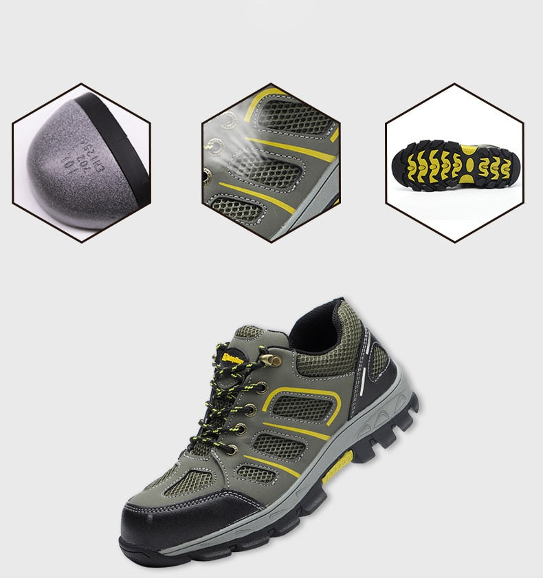 Mbluxy men safety shoes leather cap toe steel