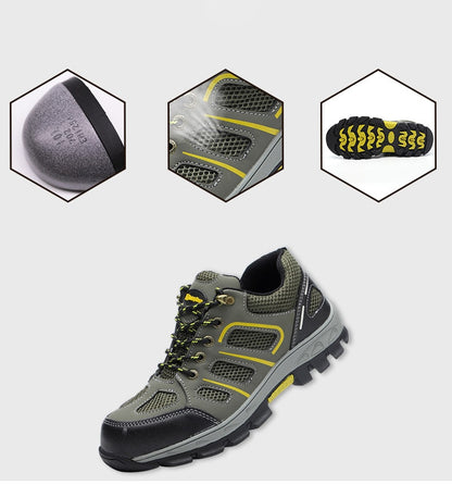 Mbluxy men safety shoes leather cap toe steel