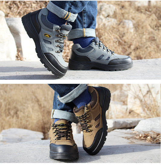 Mbluxy men work shoes leather stab-resistant cap toe steel