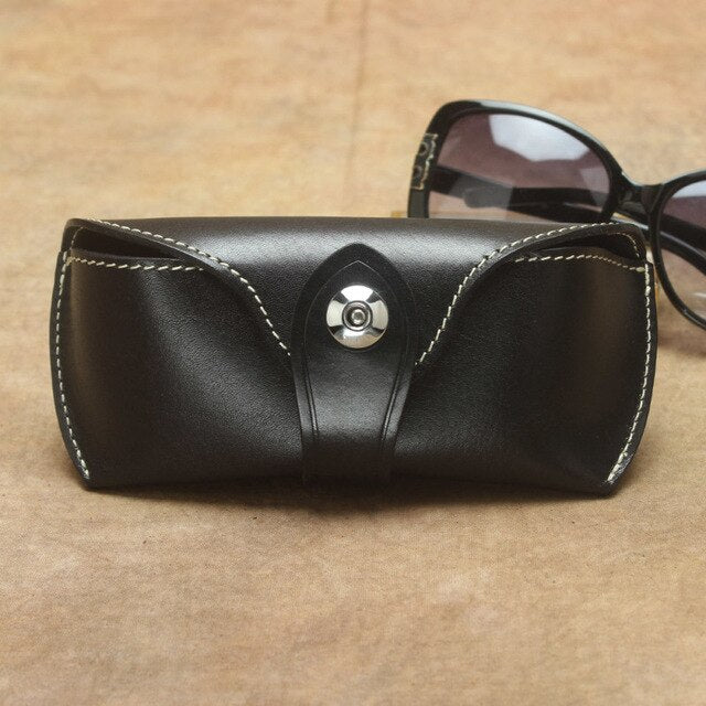 Mbluxy Handmade Vintage Eyeglasses Box Hard Genuine Leather