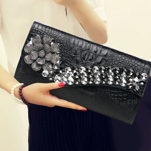 Mbluxy Diamond hand clutch new leather women clutch bag