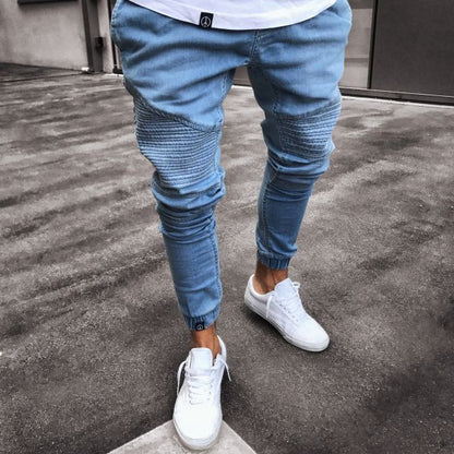 Mbluxy Men jeans pleated skinny
