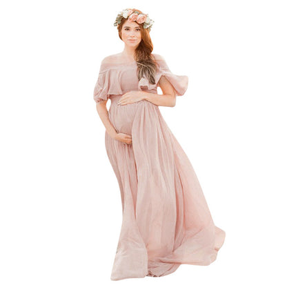 Mbluxy  Lace Pregnant Long Dress Maternity