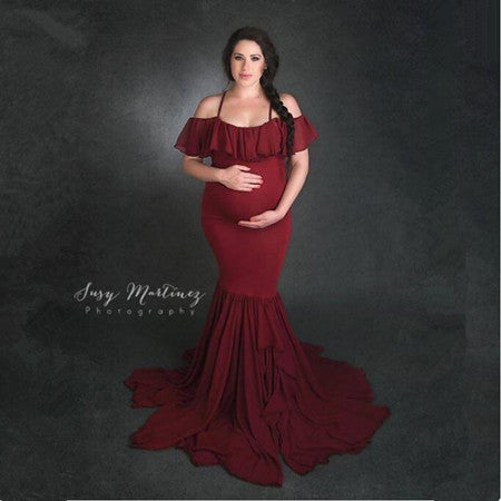 MBluxy Maternity Sling Sexy Off Shoulder Trailing Dresses