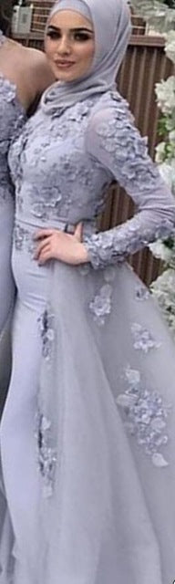 MBluxy Long Sleeve Muslim Bridesmaid Dresses