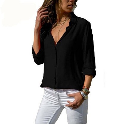 MBluxy Women White Blouses Basic Selling Button Solid