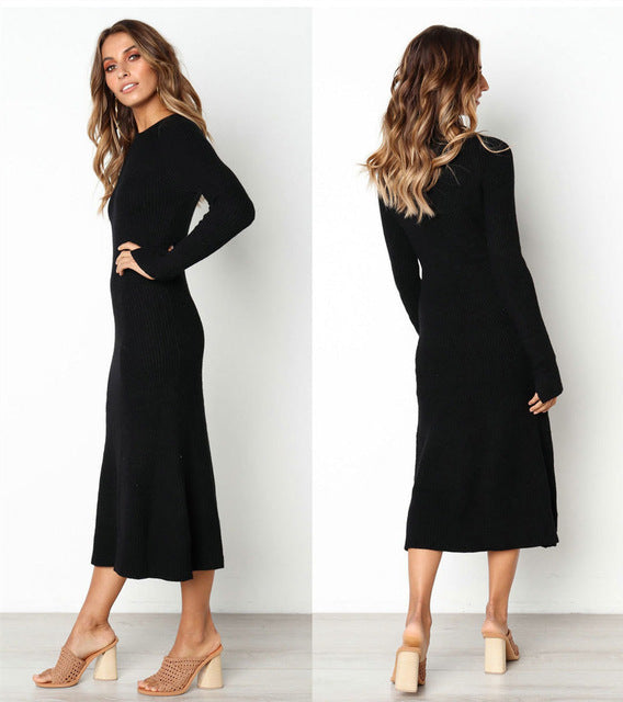 Mbluxy Autumn Knitted Dress Casual